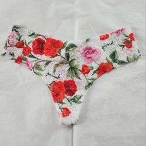 π₯πNWT PINK Victoria's Secret floral thong panties Small red white